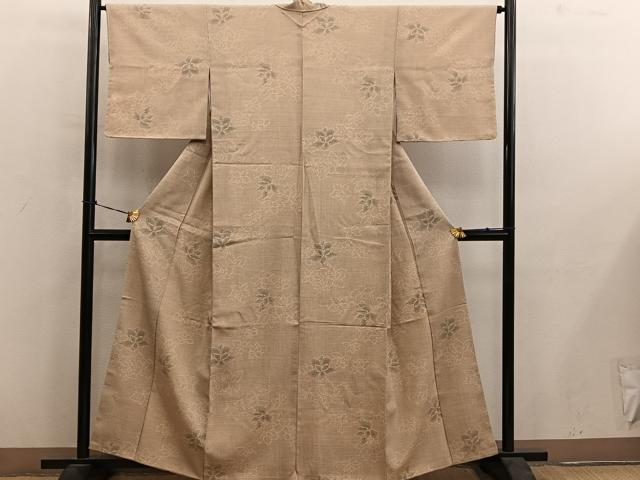 平和屋着物■本塩沢　草花文　ますいわ屋扱い　正絹　逸品　BAAY0522mz