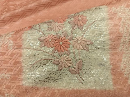 平和屋着物■訪問着　絞り　刺繍　色紙枝花文　銀彩　正絹　逸品　BAAY0523mz