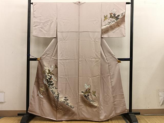 平和屋着物■訪問着　飛鶴文　暈し染め　金彩　正絹　逸品　BAAY0525mz