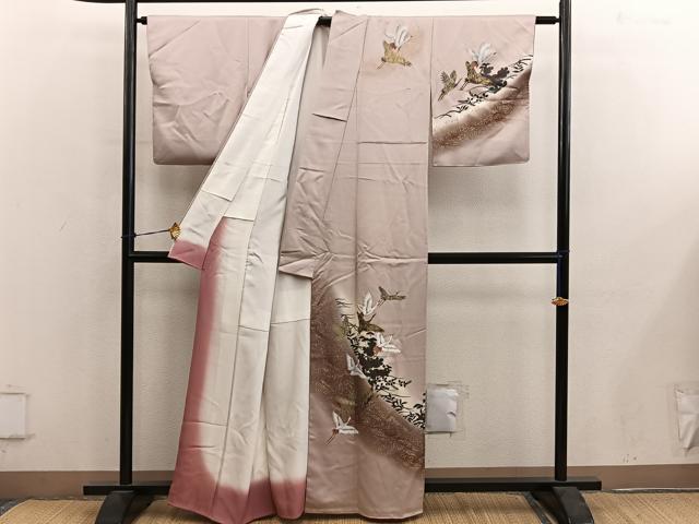 平和屋着物■訪問着　飛鶴文　暈し染め　金彩　正絹　逸品　BAAY0525mz
