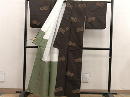 平和屋着物■上質な紬　源氏車　正絹　逸品　BAAY0527mz