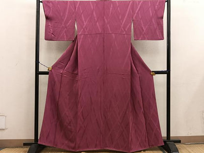 平和屋着物■上質な色無地　竹地紋　紅鳶色　正絹　逸品　BAAY0529mz