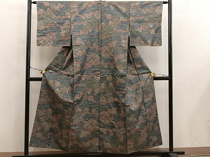 平和屋着物■上質な紬　風景文　正絹　逸品　BAAY0530mz