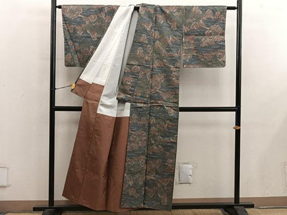 平和屋着物■上質な紬　風景文　正絹　逸品　BAAY0530mz