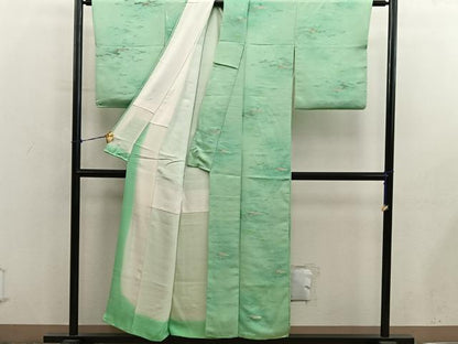 平和屋着物■上質な小紋　雲重ね文　銀糸　正絹　逸品　BAAY0531mz