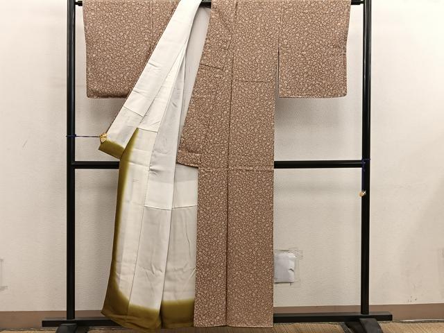 平和屋着物■上質な小紋　枝花文　正絹　逸品　BAAY0532mz