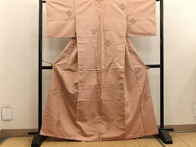平和屋着物■京の名門・菱屋六右ェ門　紬　松皮菱花文　正絹　逸品　BAAY0536mz
