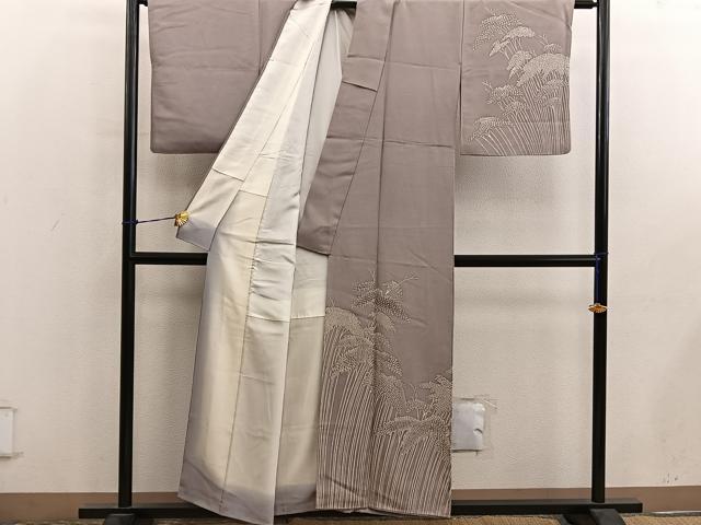 平和屋着物■訪問着　枝葉文　正絹　逸品　BAAY0537mz