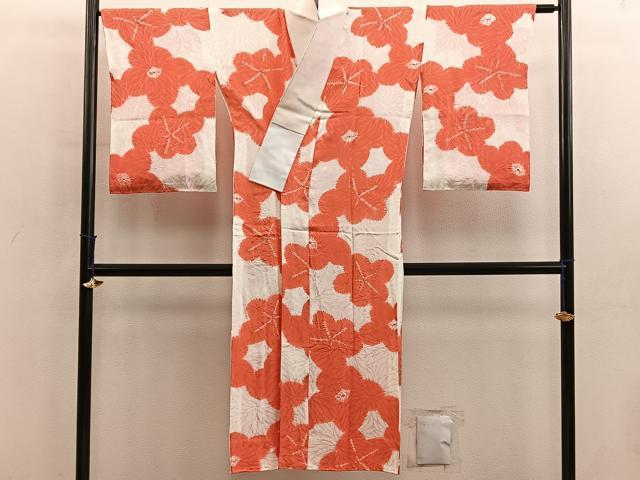 平和屋着物■長襦袢　無双仕立て　絞り　梅花文　正絹　逸品　BAAY0538mz
