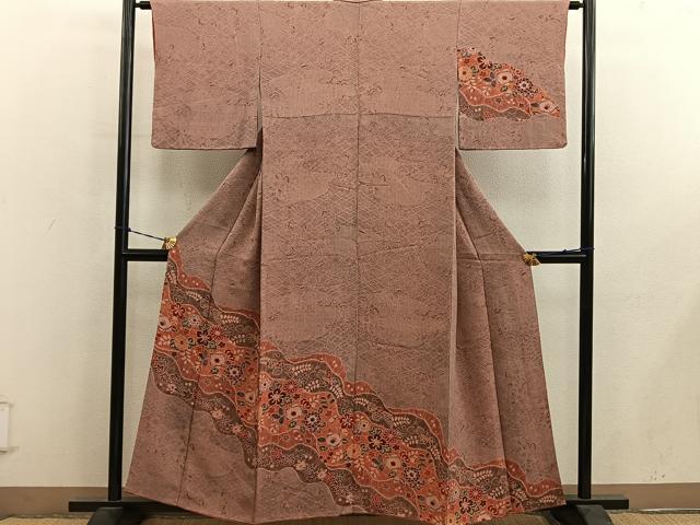 平和屋着物■訪問着　菊花文　鬼しぼ縮緬　高島屋扱い　正絹　逸品　BAAY0539mz