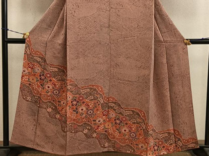 平和屋着物■訪問着　菊花文　鬼しぼ縮緬　高島屋扱い　正絹　逸品　BAAY0539mz