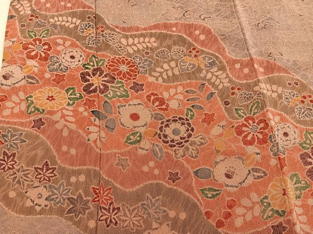 平和屋着物■訪問着　菊花文　鬼しぼ縮緬　高島屋扱い　正絹　逸品　BAAY0539mz
