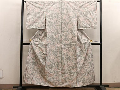 平和屋着物■本場大島紬　白大島　7マルキ　草花文　正絹　逸品　BAAY0540mz