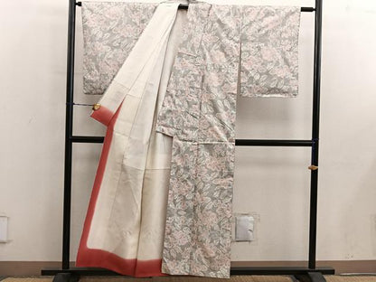 平和屋着物■本場大島紬　白大島　7マルキ　草花文　正絹　逸品　BAAY0540mz