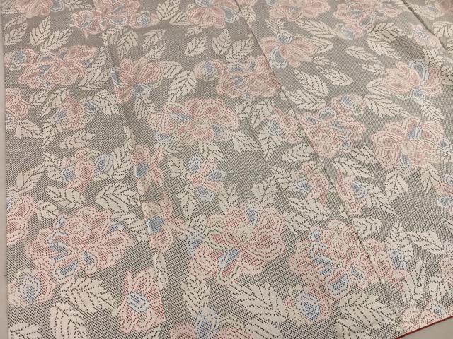 平和屋着物■本場大島紬　白大島　7マルキ　草花文　正絹　逸品　BAAY0540mz