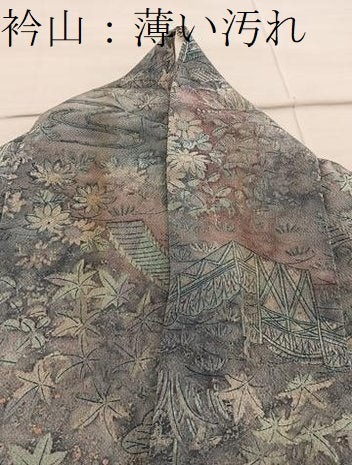 平和屋着物■上質な小紋　流水花文　鬼しぼ縮緬　正絹　逸品　BAAY0541mz