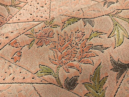 平和屋着物●上質なお召　草花文　正絹　逸品　BAAY0545mz