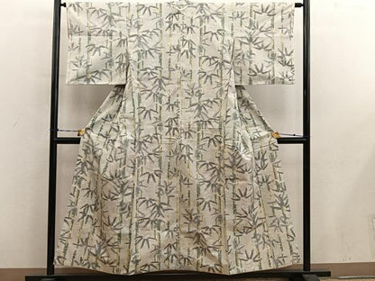 平和屋着物■上質な紬　笹竹文　正絹　逸品　BAAY0552mz