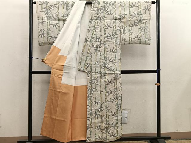 平和屋着物■上質な紬　笹竹文　正絹　逸品　BAAY0552mz