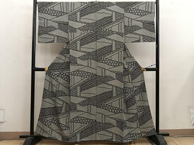 平和屋着物■上質な小紋　亀甲鹿の子文　正絹　逸品　BAAY0555mz