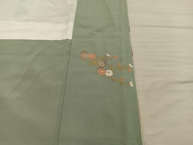 平和屋着物■豪華色留袖　駒刺繍　地紙重ね飛鶴花文　暈し染め　金彩　正絹　逸品　BAAY0558mz