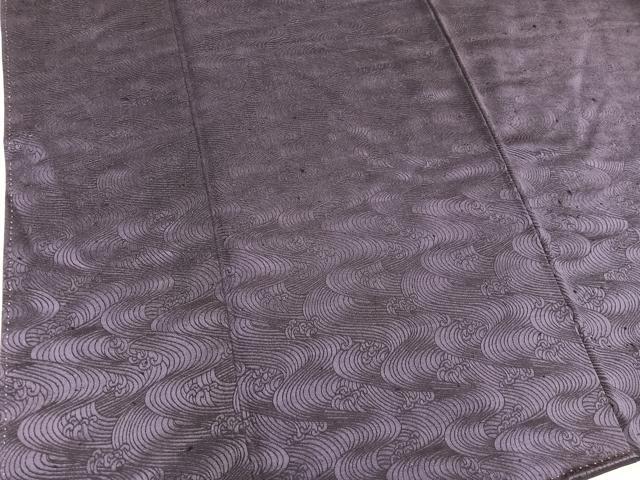 平和屋着物■上質な色無地　立波地紋　黒緑色　正絹　逸品　BAAY0560mz