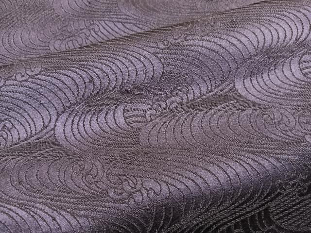 平和屋着物■上質な色無地　立波地紋　黒緑色　正絹　逸品　BAAY0560mz