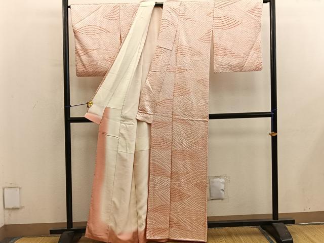 平和屋着物■上質な小紋　総絞り　立波文　正絹　逸品　BAAY0566mz