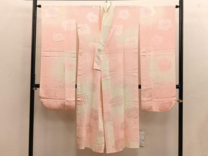 平和屋着物■振袖用長襦袢　無双仕立て　梅花文　暈し染め　正絹　逸品　BAAY0568mz