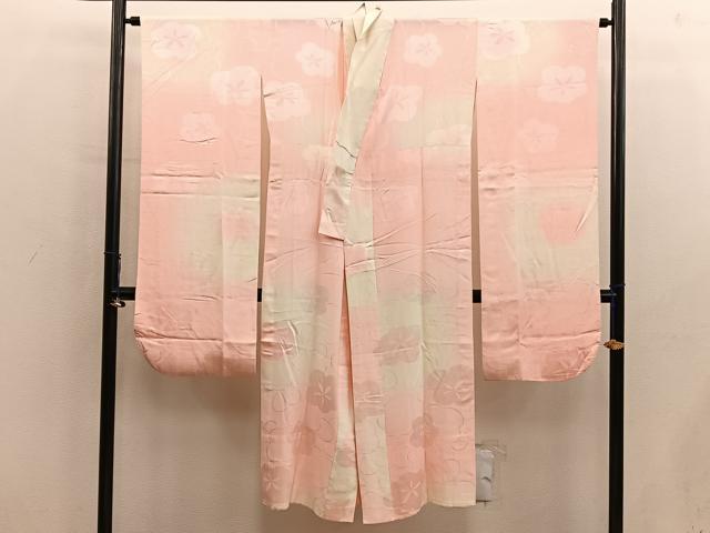 平和屋着物■振袖用長襦袢　無双仕立て　梅花文　暈し染め　正絹　逸品　BAAY0568mz