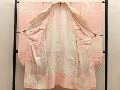 平和屋着物■振袖用長襦袢　無双仕立て　梅花文　暈し染め　正絹　逸品　BAAY0568mz