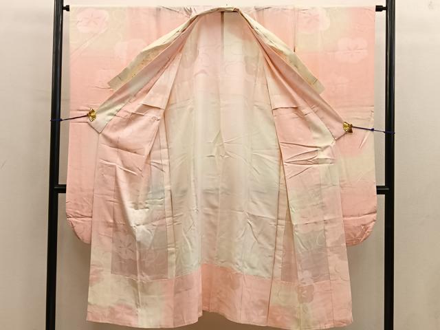 平和屋着物■振袖用長襦袢　無双仕立て　梅花文　暈し染め　正絹　逸品　BAAY0568mz