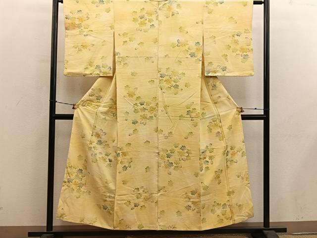 平和屋着物■上質な小紋　流水花文　正絹　逸品　BAAY0575mz