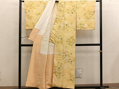平和屋着物■上質な小紋　流水花文　正絹　逸品　BAAY0575mz