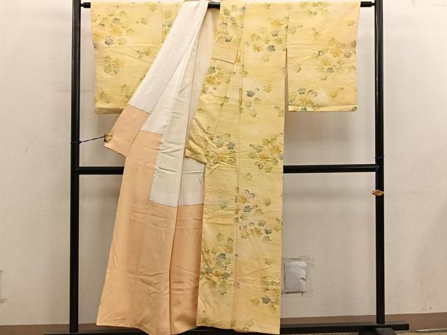 平和屋着物■上質な小紋　流水花文　正絹　逸品　BAAY0575mz