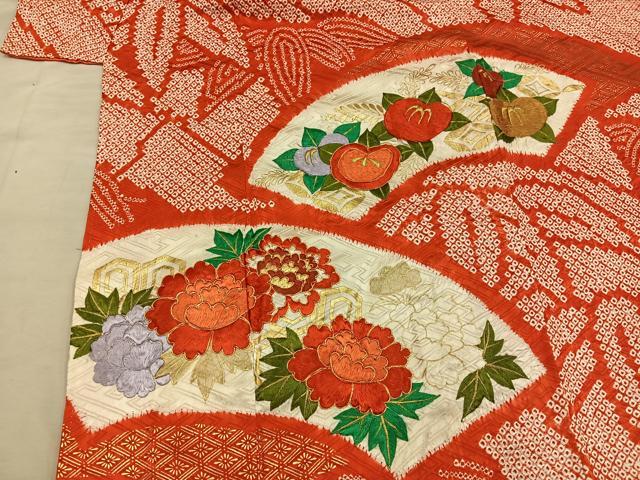 平和屋着物■豪華振袖　駒刺繍　絞り　地紙花文　金彩　三越扱い　正絹　逸品　BAAY0576mz