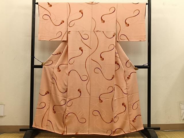 平和屋着物●上質な小紋　紐　地紋起こし　正絹　逸品　BAAY0579mz