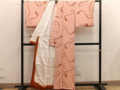 平和屋着物●上質な小紋　紐　地紋起こし　正絹　逸品　BAAY0579mz