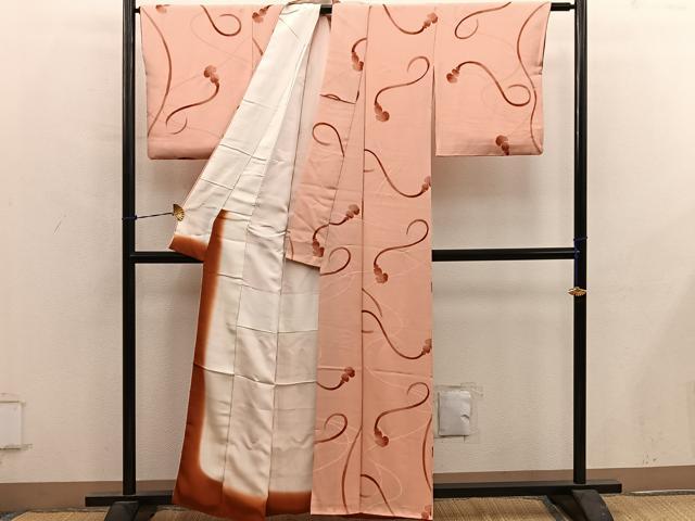 平和屋着物●上質な小紋　紐　地紋起こし　正絹　逸品　BAAY0579mz