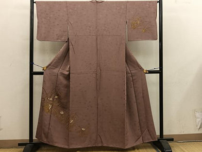 平和屋着物■訪問着　刺繍　草葉文　正絹　逸品　BAAY0581mz