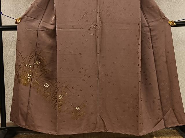 平和屋着物■訪問着　刺繍　草葉文　正絹　逸品　BAAY0581mz