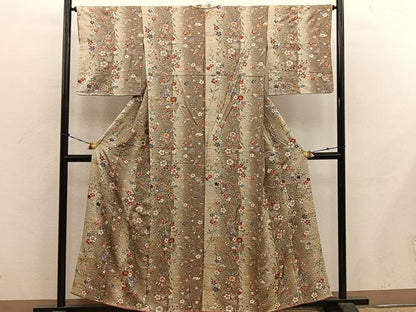 平和屋着物■上質な小紋　草花文　金彩　正絹　逸品　BAAY0582mz