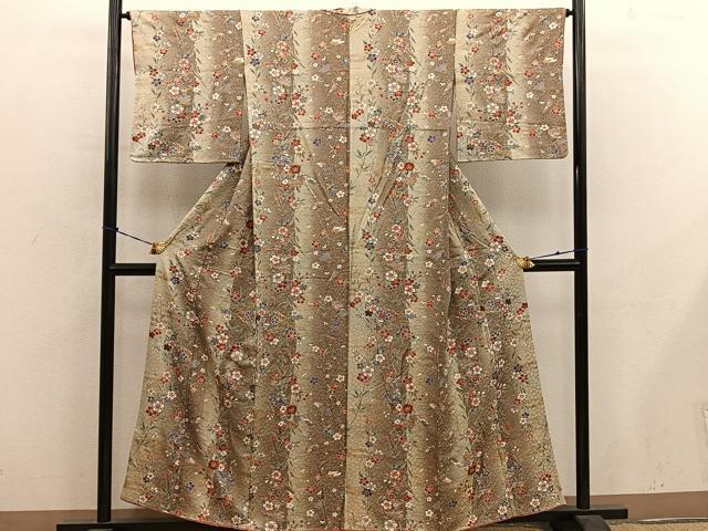 平和屋着物■上質な小紋　草花文　金彩　正絹　逸品　BAAY0582mz