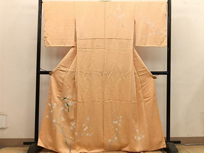 平和屋着物■訪問着　休み鳥枝梅文　たたき染め　正絹　逸品　BAAY0585mz