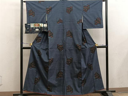 平和屋着物■本場大島紬　7マルキ　笹竹文　証紙付き　正絹　逸品　未使用　BAAY0587mz