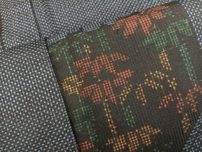 平和屋着物■本場大島紬　7マルキ　笹竹文　証紙付き　正絹　逸品　未使用　BAAY0587mz