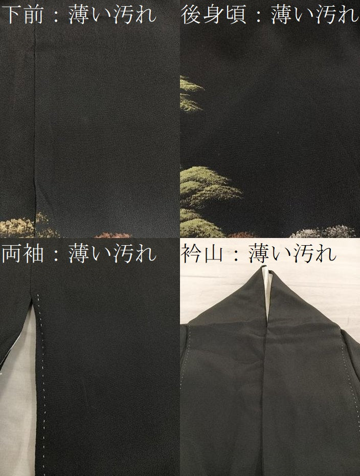 平和屋着物■豪華黒留袖　作家物　樹林風景文　暈し染め　金彩　正絹　逸品　BAAY0588mz