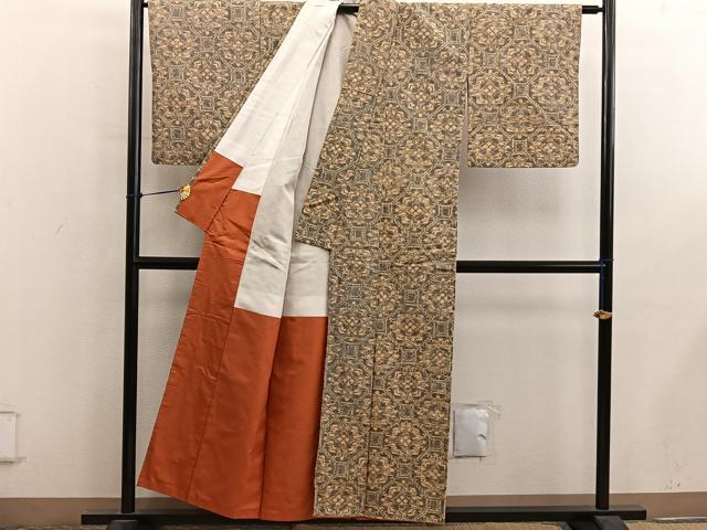 平和屋着物■上質な紬　蜀江花文　正絹　逸品　BAAY0590mz