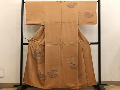 平和屋着物■訪問着　刺繍　菊花文　正絹　逸品　BAAY0591mz