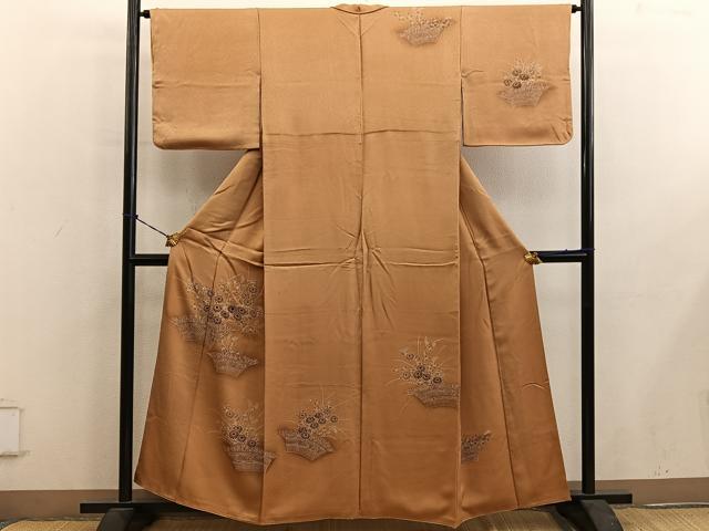 平和屋着物■訪問着　刺繍　菊花文　正絹　逸品　BAAY0591mz